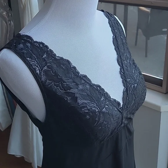 Nicole Miller Lace Satin Long Maxi Slip Dress Hi-Lo Style Size S - Picture 6 of 11